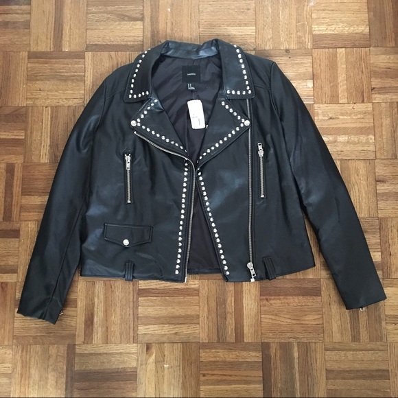 NWT faux leather jacket with studs